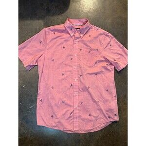 Chaps Shirt Mens Pink Lobster Button Up Short Sleeve Shirt Size L